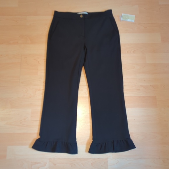 Michael Kors NWT Black Ruffle-Hem Capris Pants XS - Picture 4 of 11